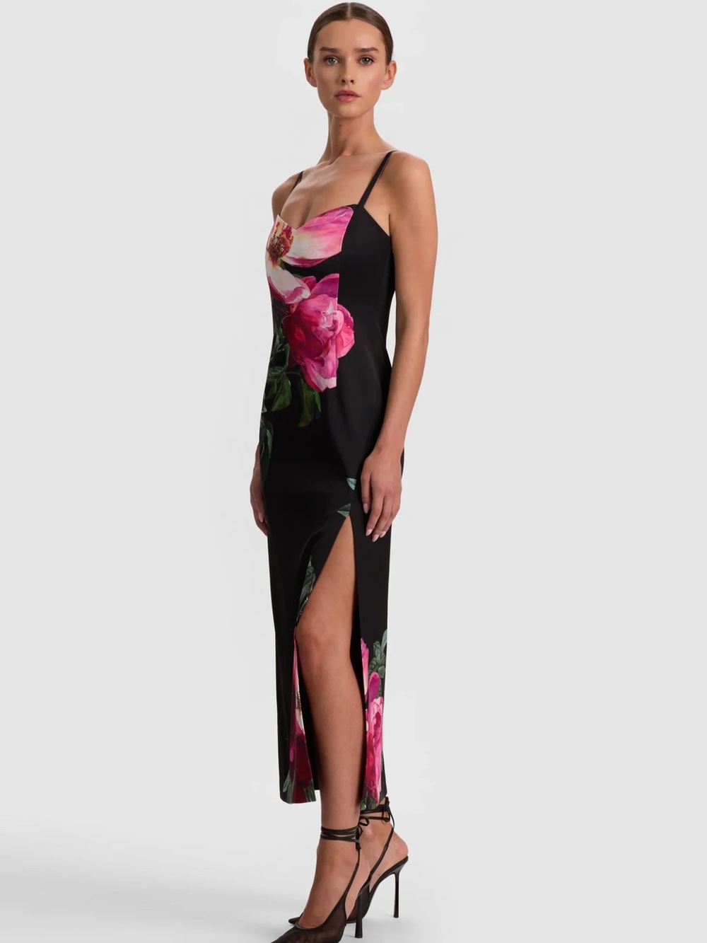 Alice + Olivia $495 NINA Midi Dress Empress Bloom Black Sz 2 NWT #113